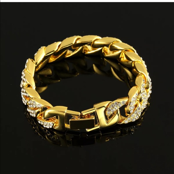Mens cuban link two tone bracelet - Picture 4 of 5